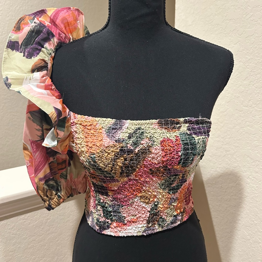 Floral One-Shoulder Women Top